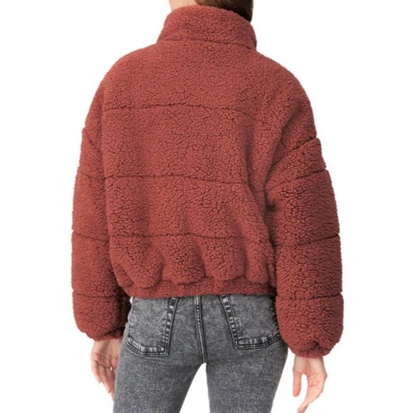 LOUNA Rust Sherpa Puffer Teddy Bear Jacket Size Large - Picture 3 of 8